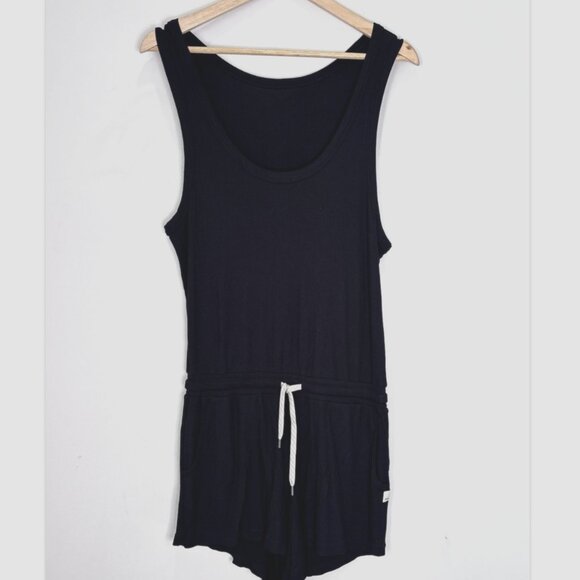 Vuori Torrey Romper Black Ribbed Drawstring Tank One Piece Women's Small K16 - Picture 1 of 16